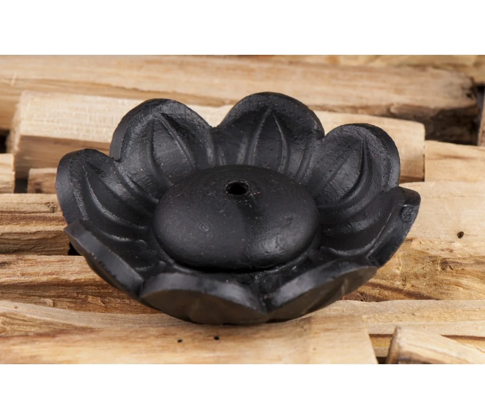 Räucherstäbchenhalter - Lotus - aus Ton Schwarz