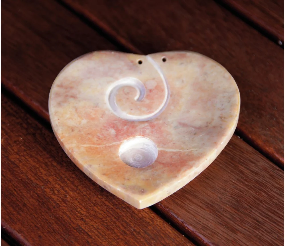 Räucherstäbchen - und Räucherkegel Halter - Herz aus Speckstein