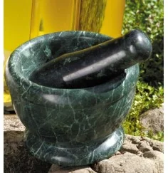 Mörser aus Serpentin mit passendem Serpentin-Stößel ca. 12x9 cm