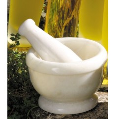 Mörser aus weißem Marmor mit passendem Marmor-Stößel  ca. 12x9 cm