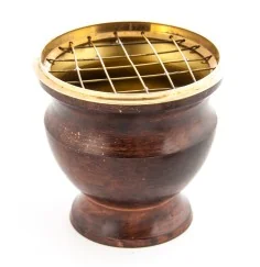 Räuchergefäß mit Netz -aus Messing /Emaille-rotbraun ca.8x7,5 cm