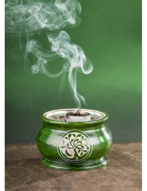 Räuchergefäß mit Netz - Yggdrasil grün