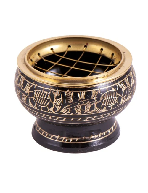 Netzräuchergefäß schwarz / gold