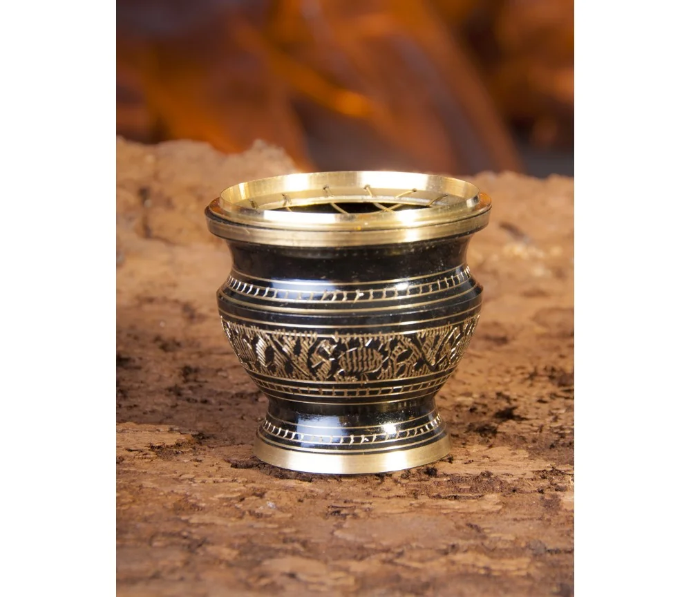 Räuchergefäß mit Netz schwarz / gold ca. 6 cm