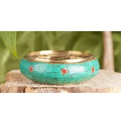 Räucherschale - mit Netzeinsatz ca. 8 cm aus Messing und Steinen