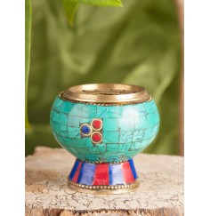 Räuchergefäß mit Netz - aus Messing mit Steinen 5,5 x 3,5cm