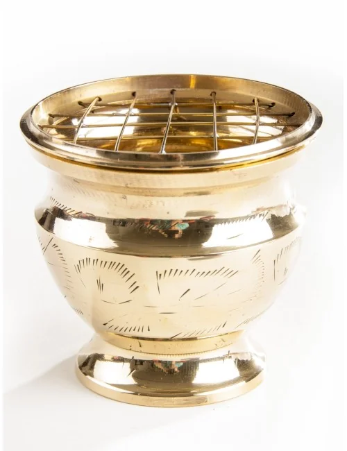 Räuchergefäß mit Netzeinsatz, 7,5x 7 cm aus Messing
