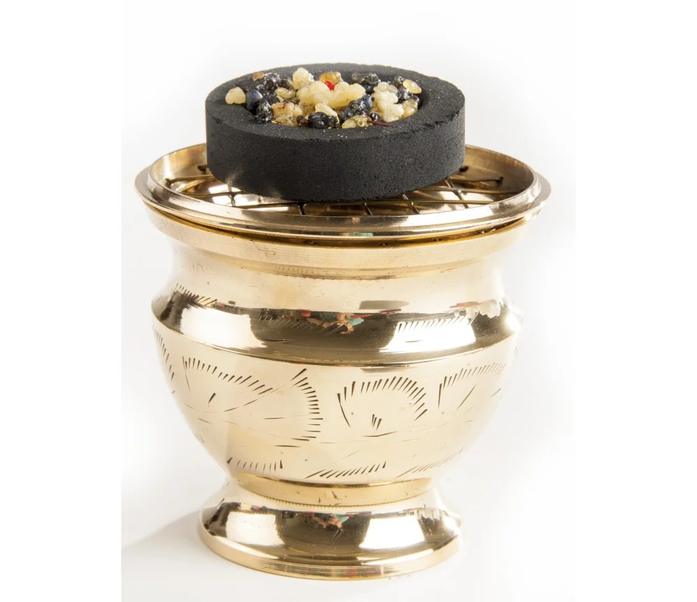 Räuchergefäß mit Netzeinsatz, 7,5x 7 cm aus Messing