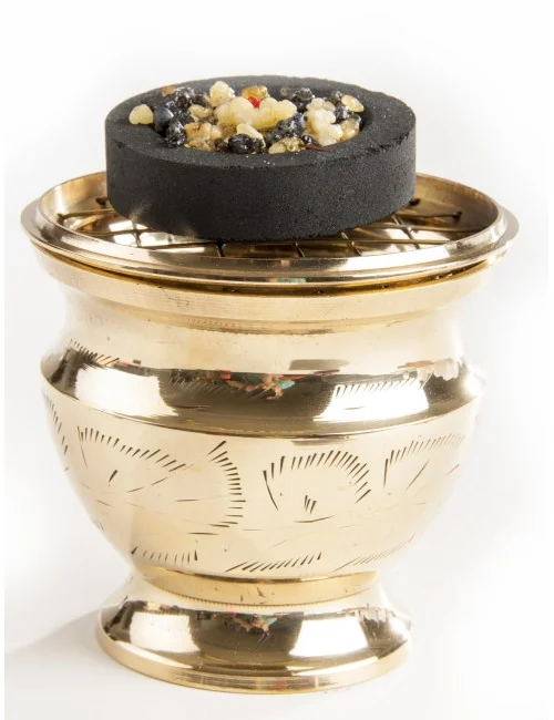 Räuchergefäß mit Netzeinsatz, 7,5x 7 cm aus Messing