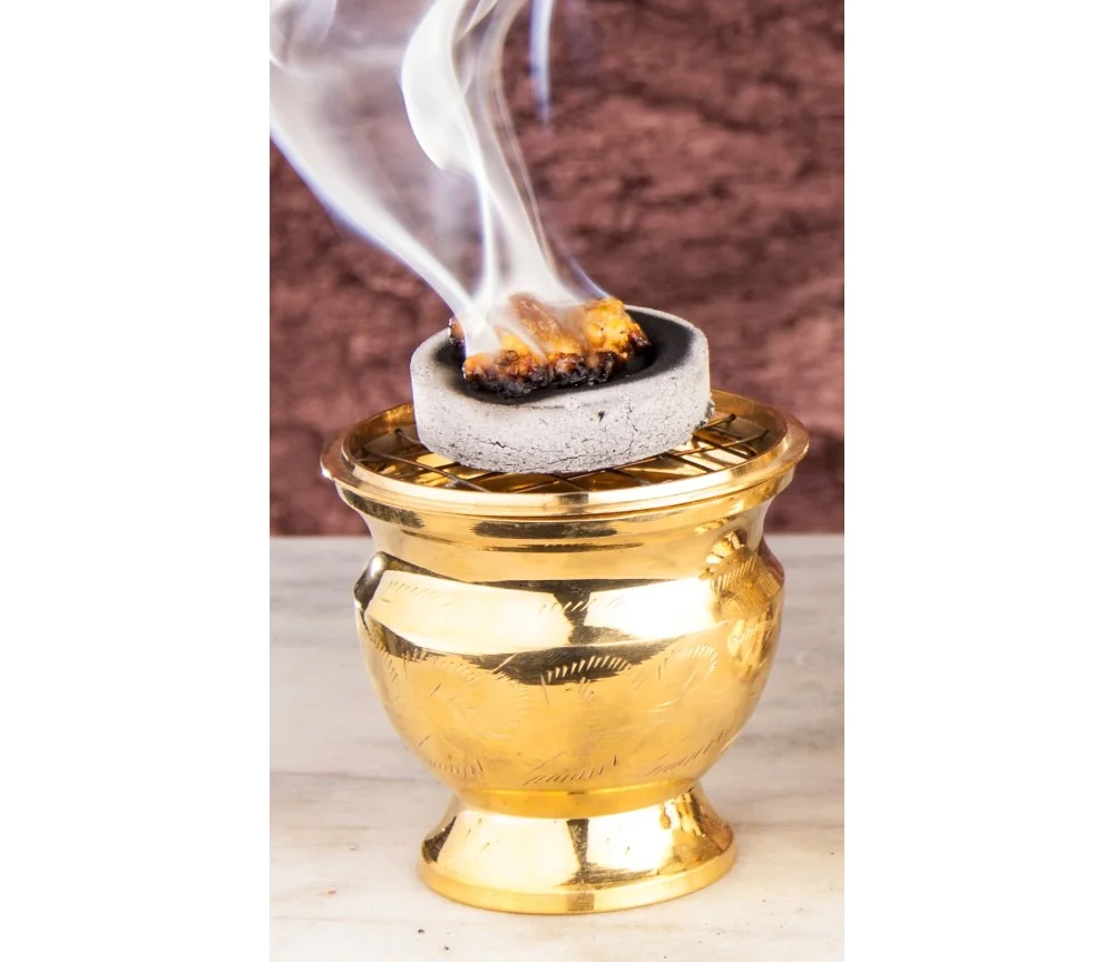 Räuchergefäß mit Netzeinsatz, 7,5x 7 cm aus Messing