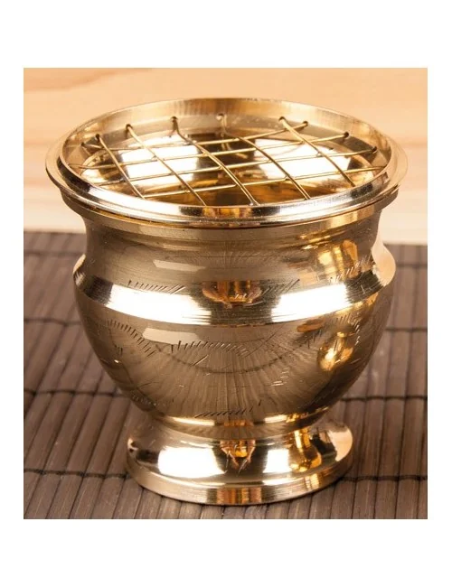 Räuchergefäß mit Netzeinsatz, 7,5x 7 cm aus Messing