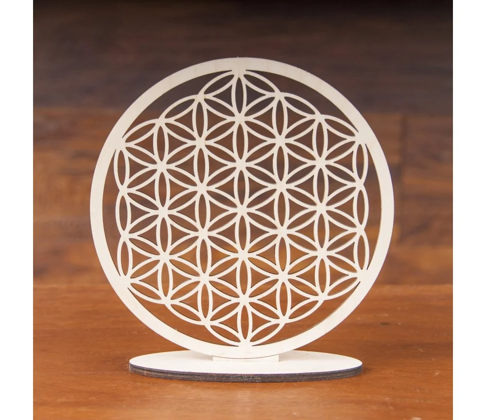 Blume des Lebens zum Stellen aus Holz - 18 cm