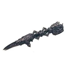 Phurba - Dämonendolch aus Messing Schwarz ca. 35 cm