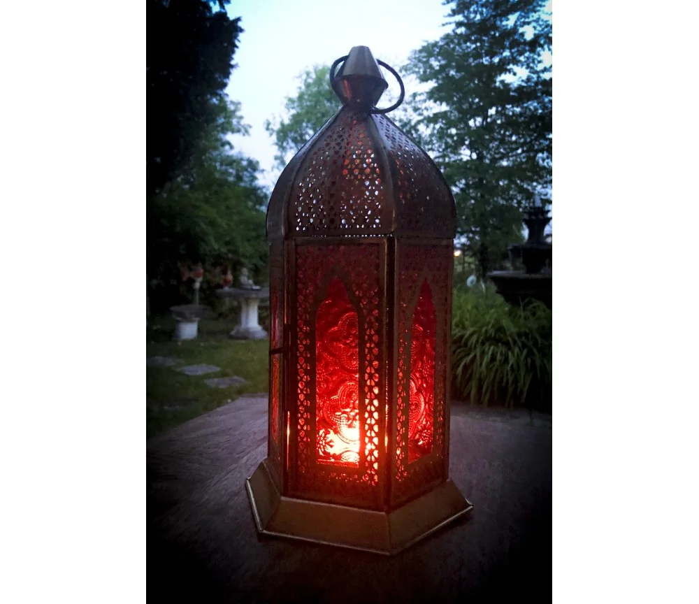 Orientalische Laterne - Alladin - gold / rot ca. 28 x 15 cm