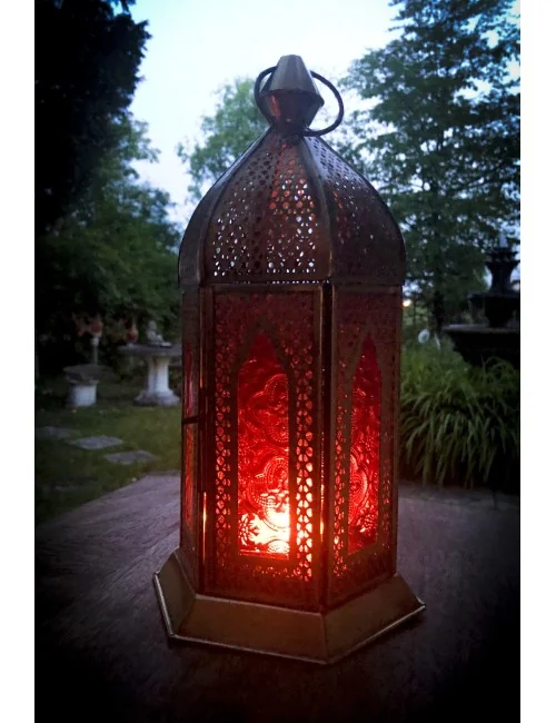 Orientalische Laterne - Alladin - gold / rot ca. 28 x 15 cm