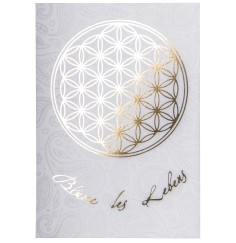 Postkarte - Blume des Lebens - Gold/Weiß DINA6