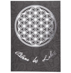 Postkarte - Blume des Lebens - Silber/Schwarz DINA6
