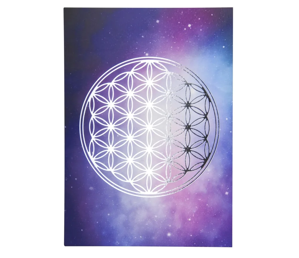 Postkarte - Blume des Lebens - Universum Silber DINA6