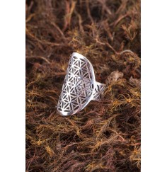 Ring - Blume des Lebens - verstellbar versilbert,  Ø 30 mm