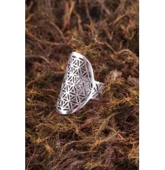 Ring - Blume des Lebens - verstellbar versilbert, Ø 30 mm