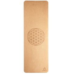 Yogamatte aus Kork mit Blume des Lebens - 6 mm - mit TPE ecofriendly Lage