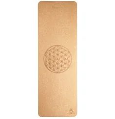 Yogamatte aus Kork mit Blume des Lebens - 6 mm - mit TPE ecofriendly Lage