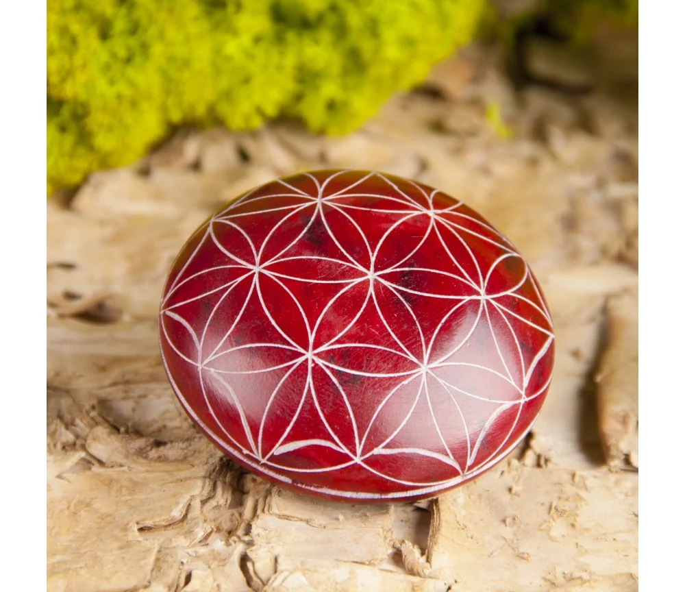 Handschmeichler Lebensblume, rot - aus Speckstein