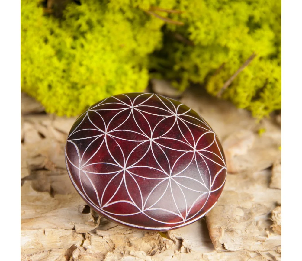 Handschmeichler Lebensblume,weinrot - aus Speckstein