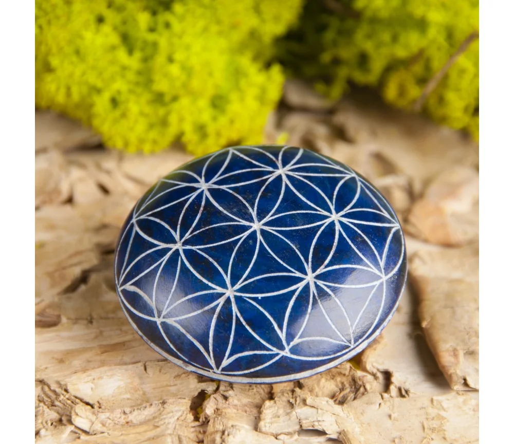 Handschmeichler Lebensblume, blau - aus Speckstein