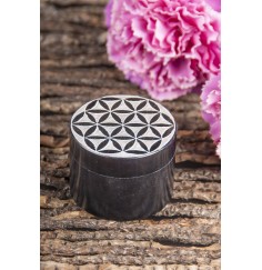 Döschen - Blume des Lebens - Speckstein schwarz