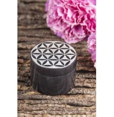 Döschen - Blume des Lebens - Speckstein schwarz