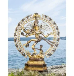 Statue - Shiva Nataraj - 50 cm - Messing, platiniert