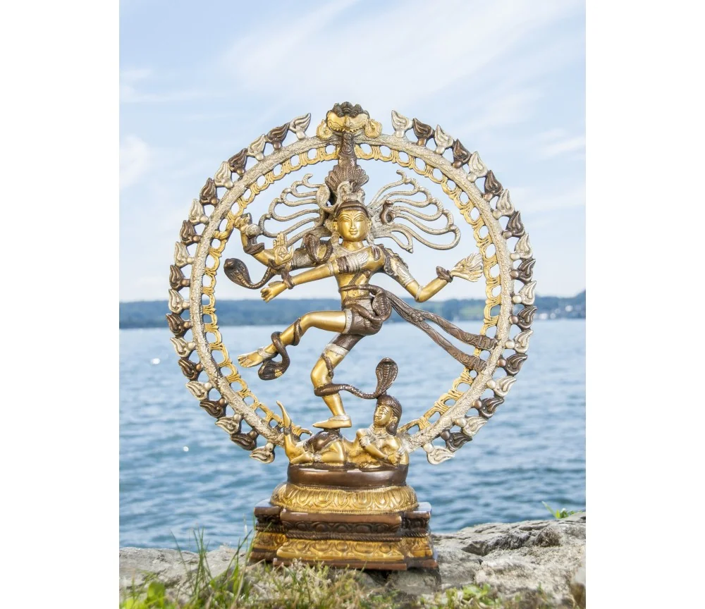 Statue - Shiva Nataraj - 50 cm - Messing, platiniert