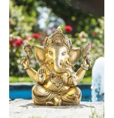 Statue - Ganesha - Messing- gold Antik ca. 23 cm