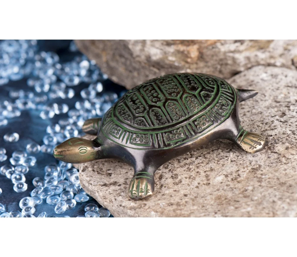 Statue - Schildkröte klein, Messing antik ca. 10,5 cm