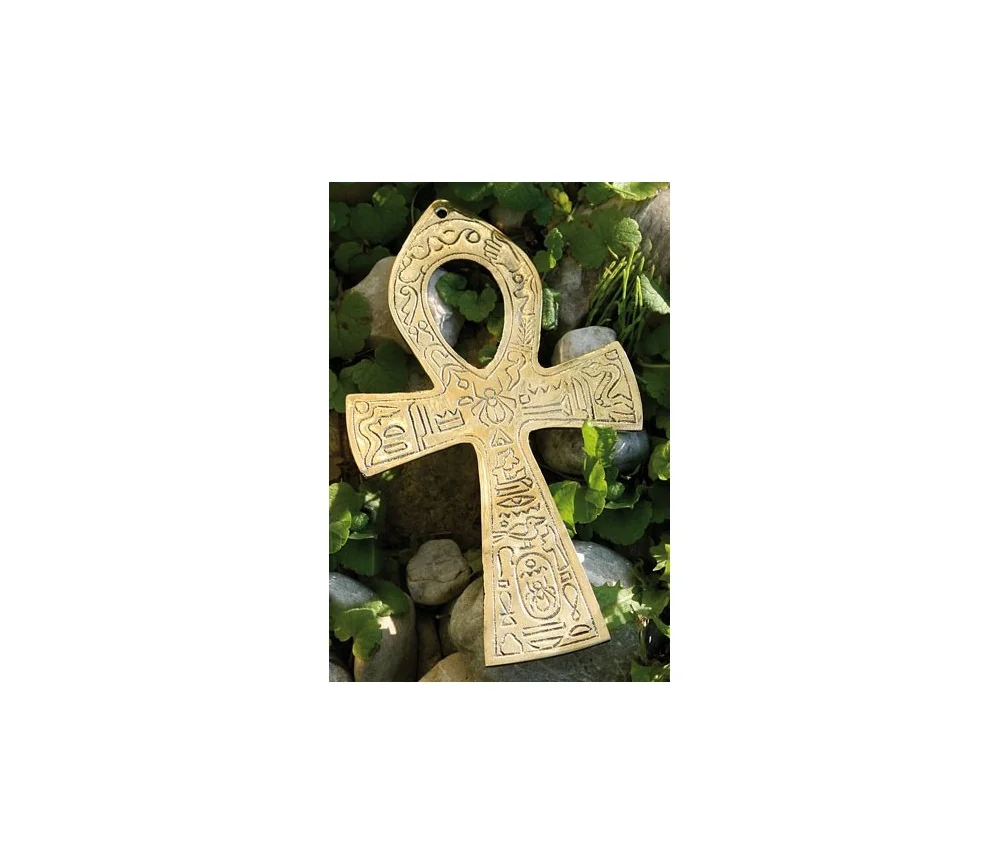 Ankh Messing, groß - mit ägyptischem Symbol ca. 19 cm