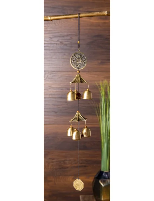 Hängende Dekoration - Glockengeläut mit Glücksmünze ca. 55 x 8 cm