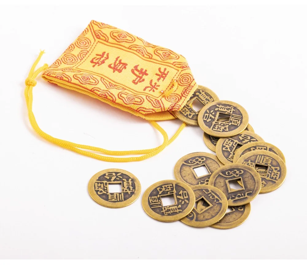 Kleine Chinesische Glücksmünzen Set - inkl. Beutel mit 12 Stück