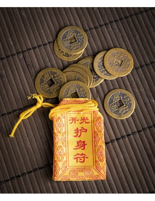 Glücksmünzen Set - großes chinesisches Set inkl. Beutel mit 12 Stück