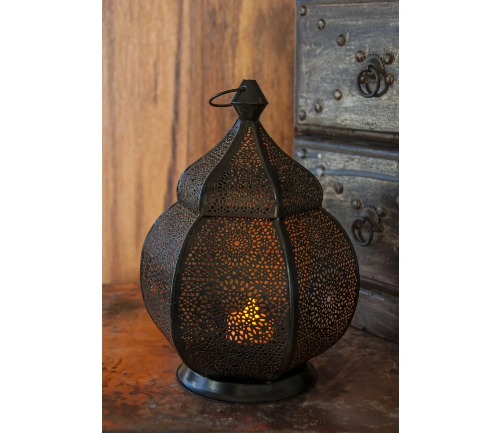 Orientalische Laterne - Goldfunke - schwarz ca. 23 x 15 cm