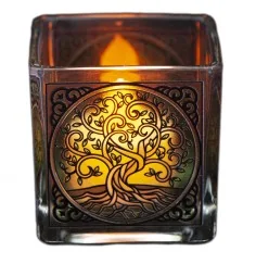 Teelichtglas - Yggdrasil ca.6x6 cm