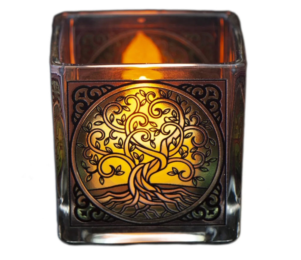 Teelichtglas - Yggdrasil ca.6x6 cm
