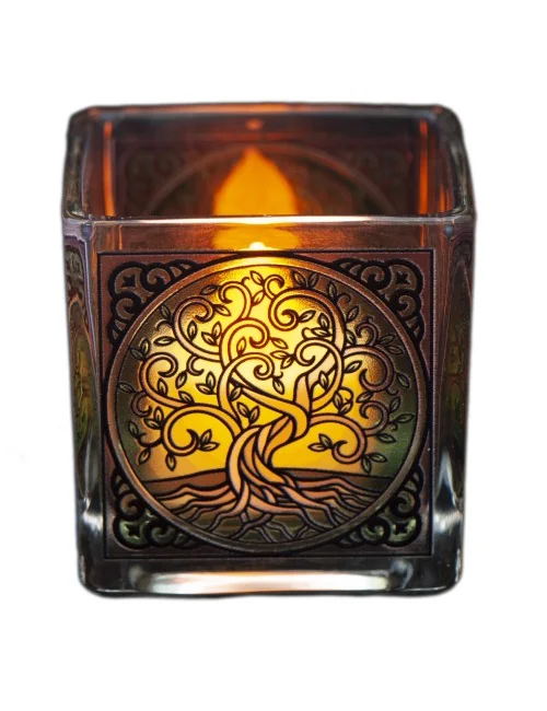 Teelichtglas - Yggdrasil ca.6x6 cm
