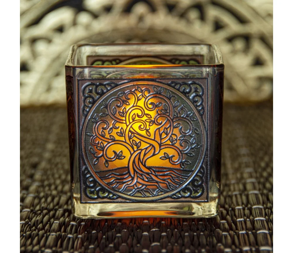 Teelichtglas - Yggdrasil ca.6x6 cm