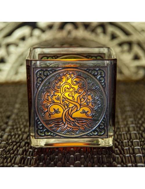 Teelichtglas - Yggdrasil ca.6x6 cm