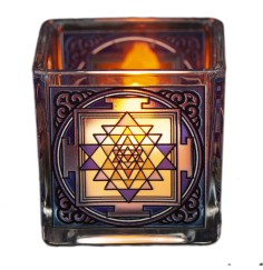 Teelichtglas - Shri Yantra ca.6x6 cm