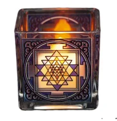 Teelichtglas - Shri Yantra ca.6x6 cm