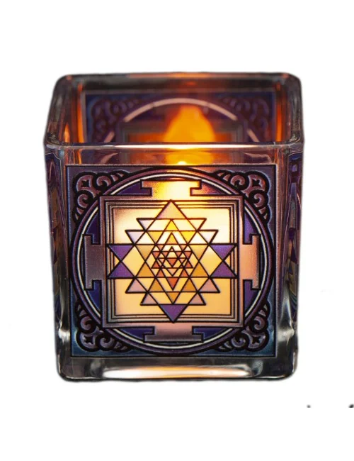 Teelichtglas - Shri Yantra ca.6x6 cm