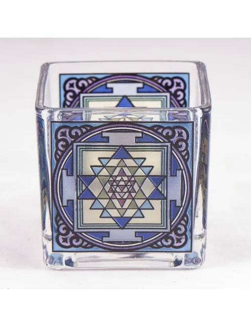 Teelichtglas - Shri Yantra ca.6x6 cm