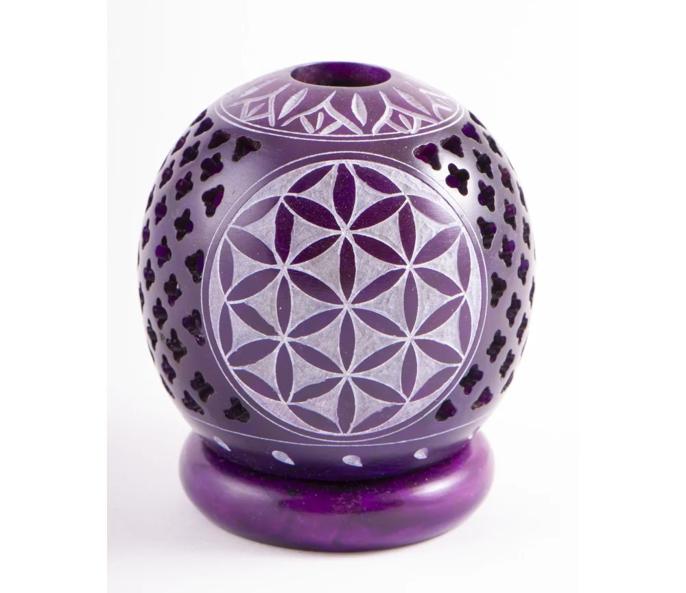 Teelichtkugel - Blume des Lebens -lila ca. 8,5 cm